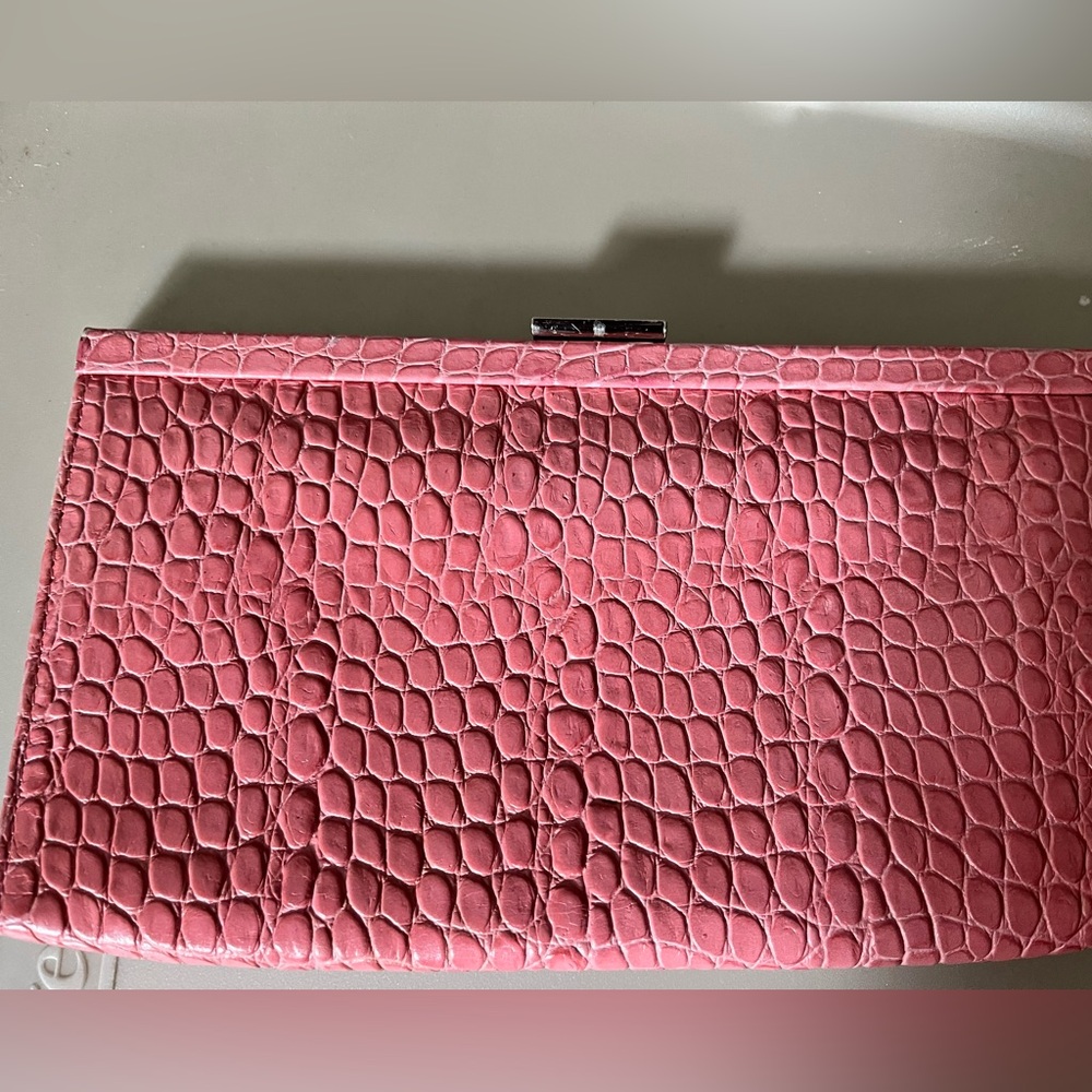 Banana Republic faux alligator pink clutch